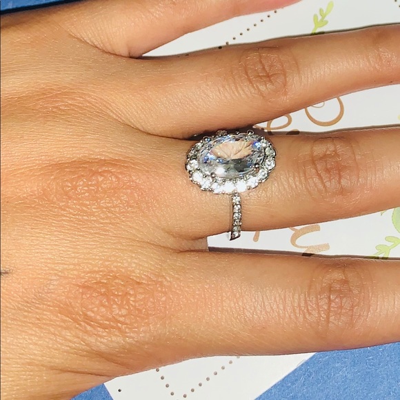 New Silver Color Big Oval AAA CZ Stone Rings - Picture 2 of 6